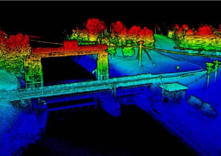 Compilation of LIDAR data from drone images of electric infrastructure at New York Power Authority