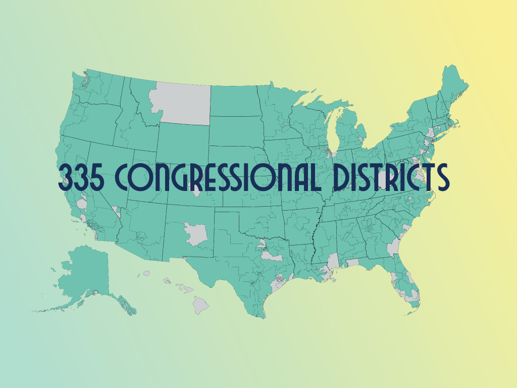 US map showing congressional districts with public power