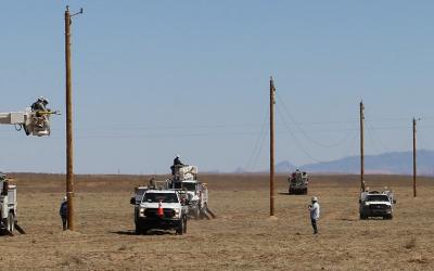 Crews work during Light Up Navajo III, April 2022