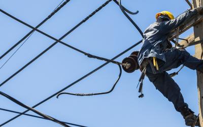 Lineworker on a pole