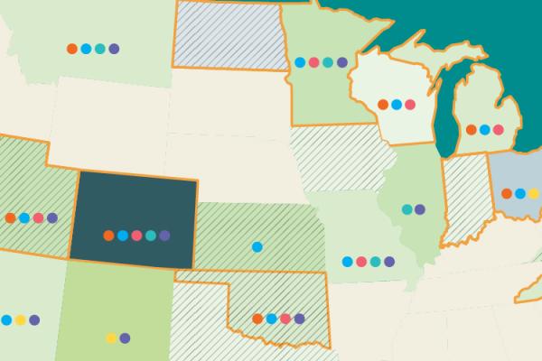 map denoting state carbon emissions targets