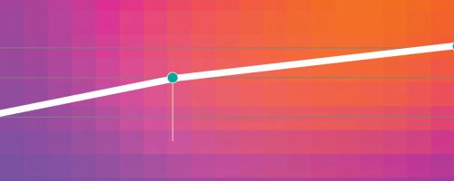 Simple line graph over a grid gradient background that moves from purple to orange