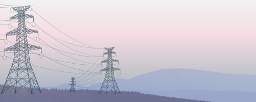 transmission lines at dusk