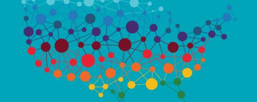 network of dots framing the continental us